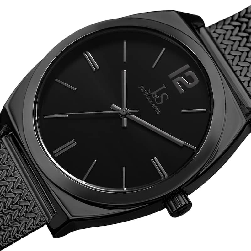 Joshua & Sons Men's Quartz Easy-to-Read Black Stainless Steel Bracelet Watch