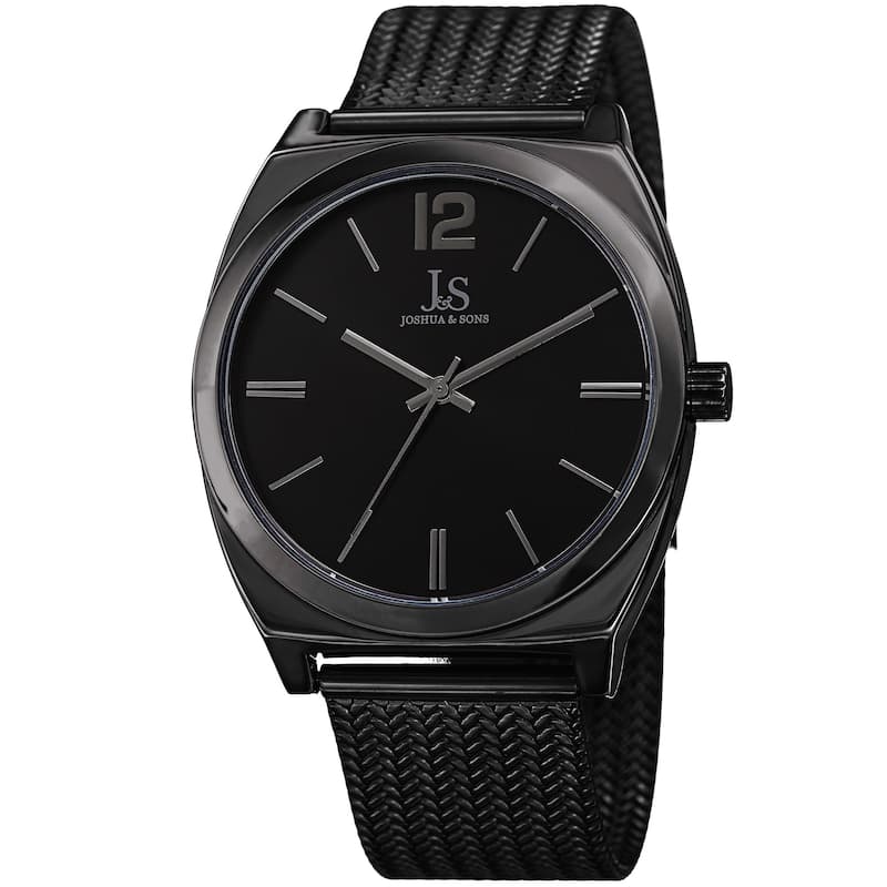 Joshua & Sons Men's Quartz Easy-to-Read Black Stainless Steel Bracelet Watch