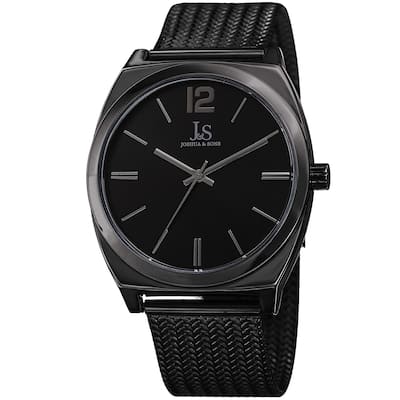 Joshua & Sons Men's Quartz Easy-to-Read Black Stainless Steel Bracelet Watch