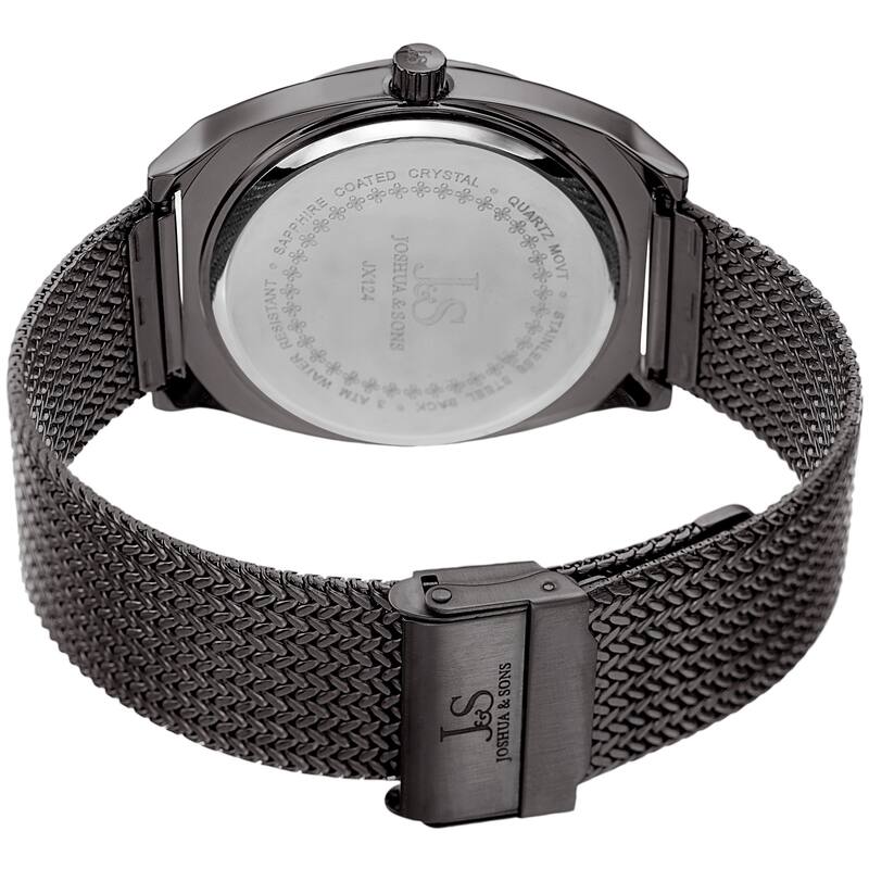 Joshua & Sons Men's Quartz Easy-to-Read Grey Stainless Steel Bracelet Watch