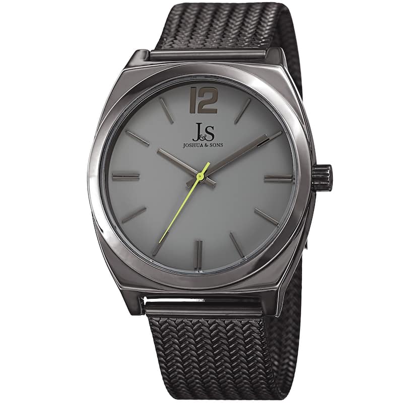 Joshua & Sons Men's Quartz Easy-to-Read Grey Stainless Steel Bracelet Watch