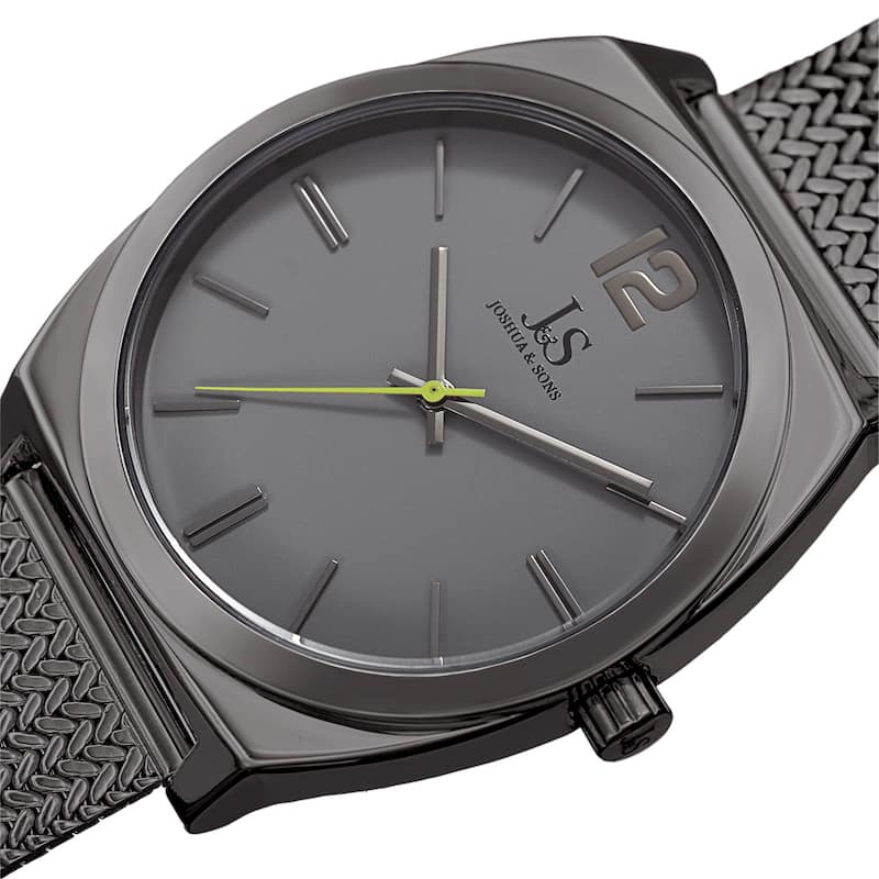 Joshua & Sons Men's Quartz Easy-to-Read Grey Stainless Steel Bracelet Watch