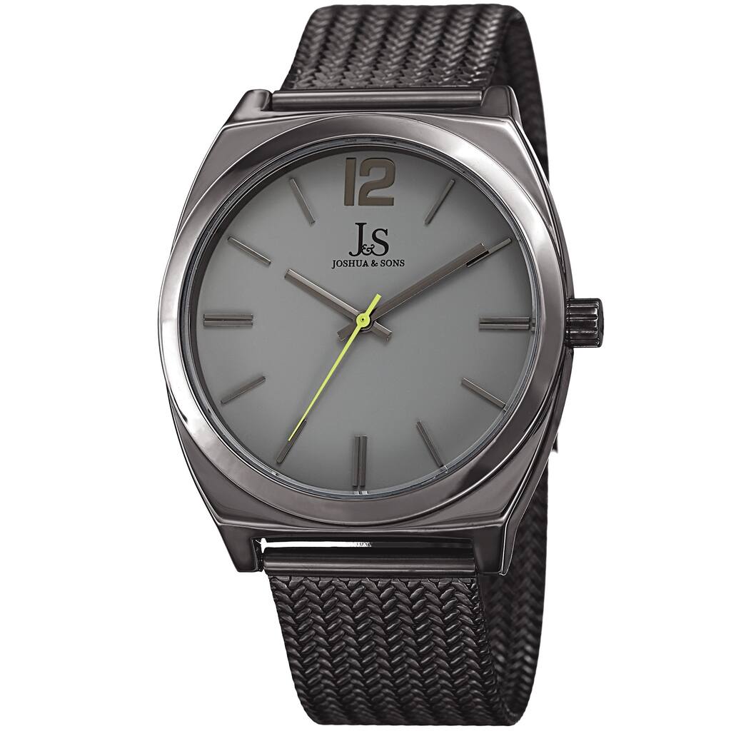 Joshua & Sons Men's Quartz Easy-to-Read Grey Stainless Steel Bracelet Watch