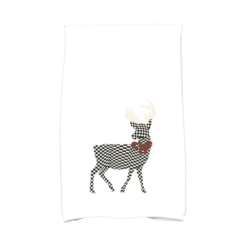 18 x 30-inch, Merry Deer, Animal Print Hand Towel - White
