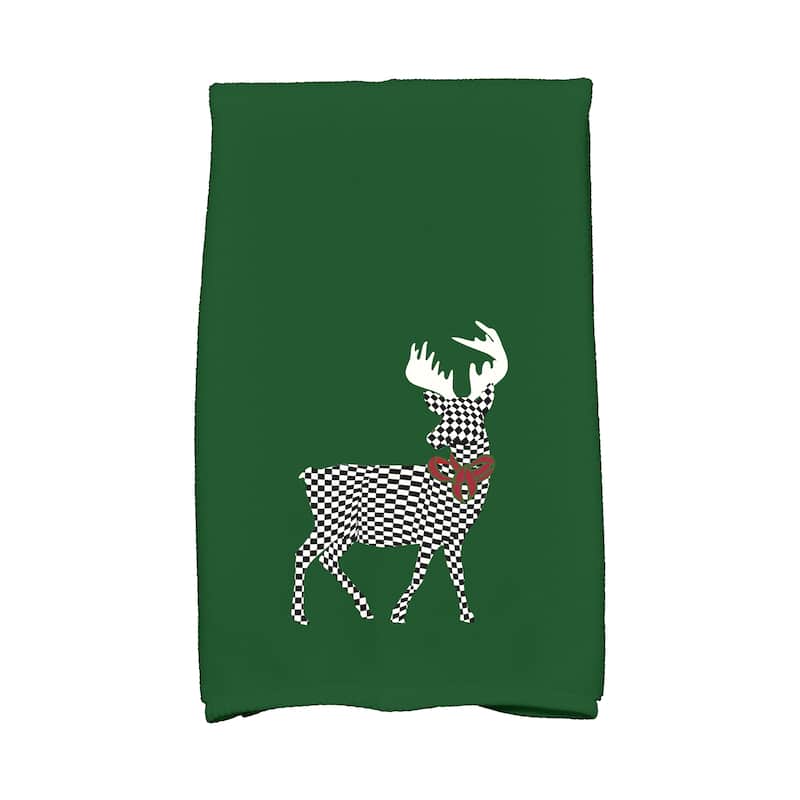 18 x 30-inch, Merry Deer, Animal Print Hand Towel - Green