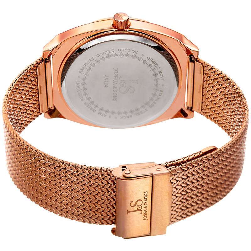 Joshua & Sons Men's Quartz Easy-to-Read Rose-Tone Stainless Steel Bracelet Watch