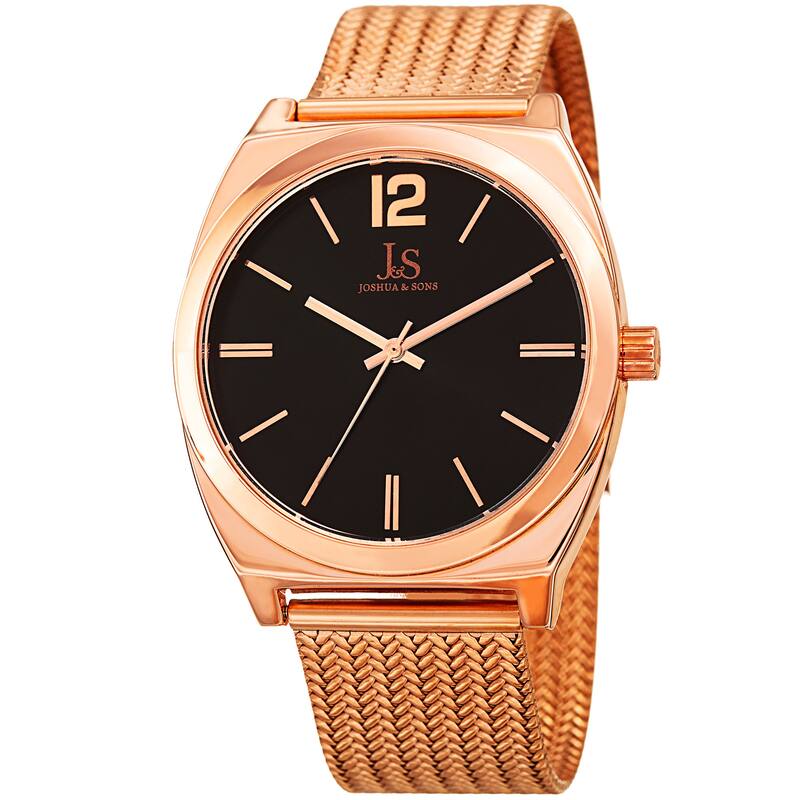 Joshua & Sons Men's Quartz Easy-to-Read Rose-Tone Stainless Steel Bracelet Watch