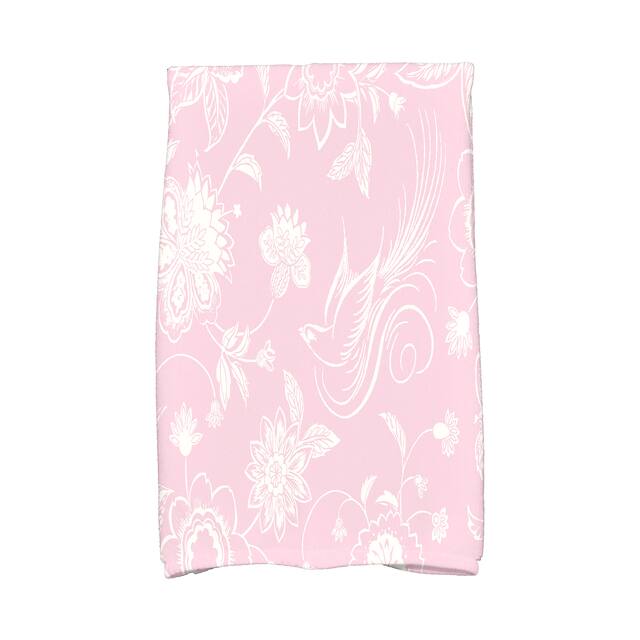 18 x 30-inch, Traditional Bird Floral, Floral Print Hand Towel - Pink