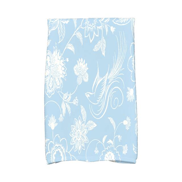 18 x 30-inch, Traditional Bird Floral, Floral Print Hand Towel - Blue