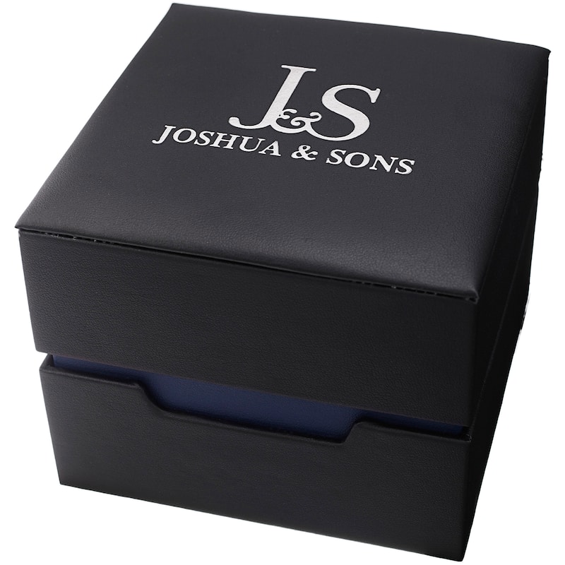Joshua & Sons Men's Quartz Triple Time Zone Red Leather Strap Watch