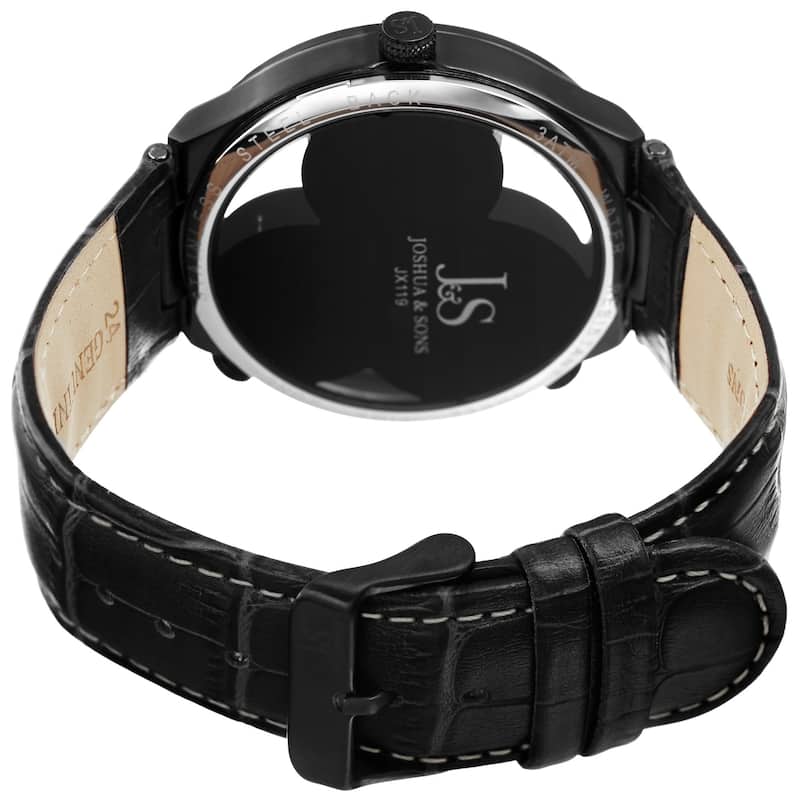 Joshua & Sons Men's Quartz Triple Time Zone Red Leather Strap Watch