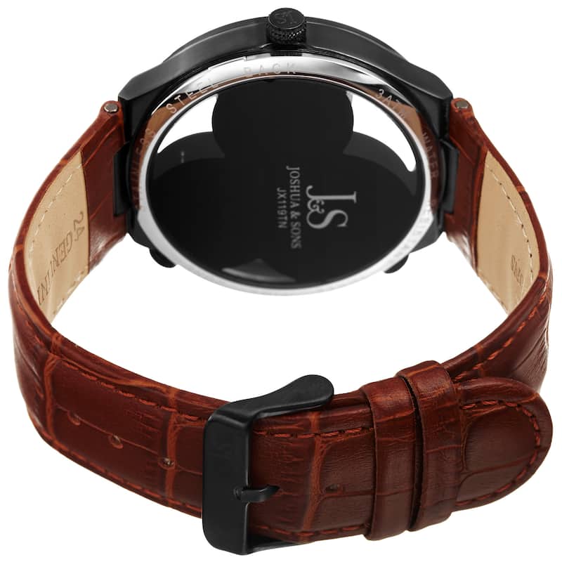 Joshua & Sons Men's Quartz Triple Time Zone Tan Leather Strap Watch