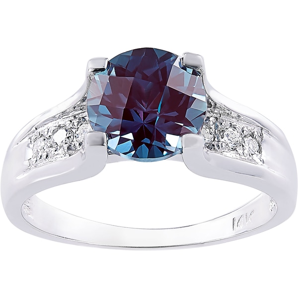 oravo 14k white gold 225 carat created alexandrite 18ct tdw diamond accent cathedral ring - Alexandrite Wedding Ring oravo 14k white gold 225 carat created alexandrite 18ct tdw diamond accent cathedral ring - Alexandrite Wedding Ring
