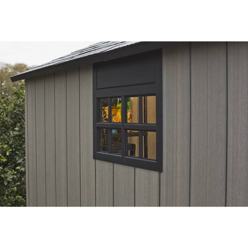 Keter Oakland 7.5x9 ft. Resin Outdoor Storage Shed With Floor for Patio Furniture and Tools, Grey