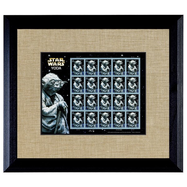 American Coin Treasures Star Wars Yoda U.S. Stamp Sheet in 16-inch x 14-inch Wood Frame