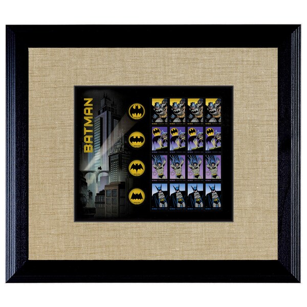 American Coin Treasures Batman U.S. Stamp Sheet in Black Wood Frame