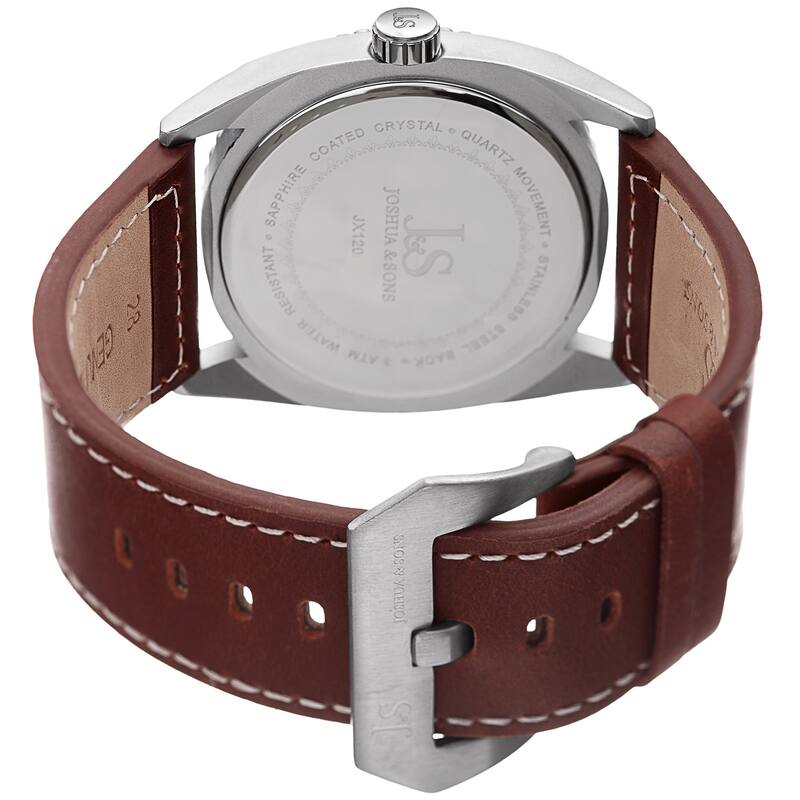 Joshua & Sons Men's Quartz Easy-to-Read Date Blue Leather Strap Watch
