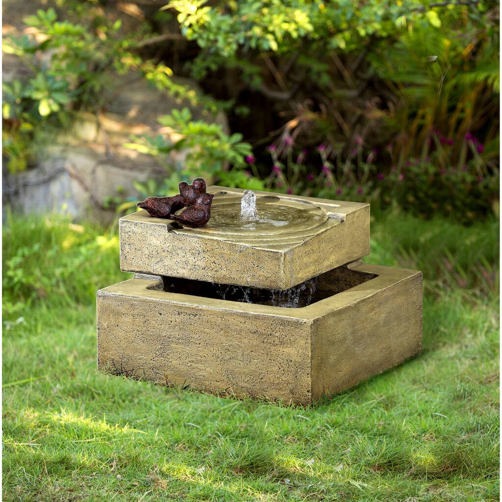 2-layered Polyresin and Fiberglass Water Fountain with LED Light