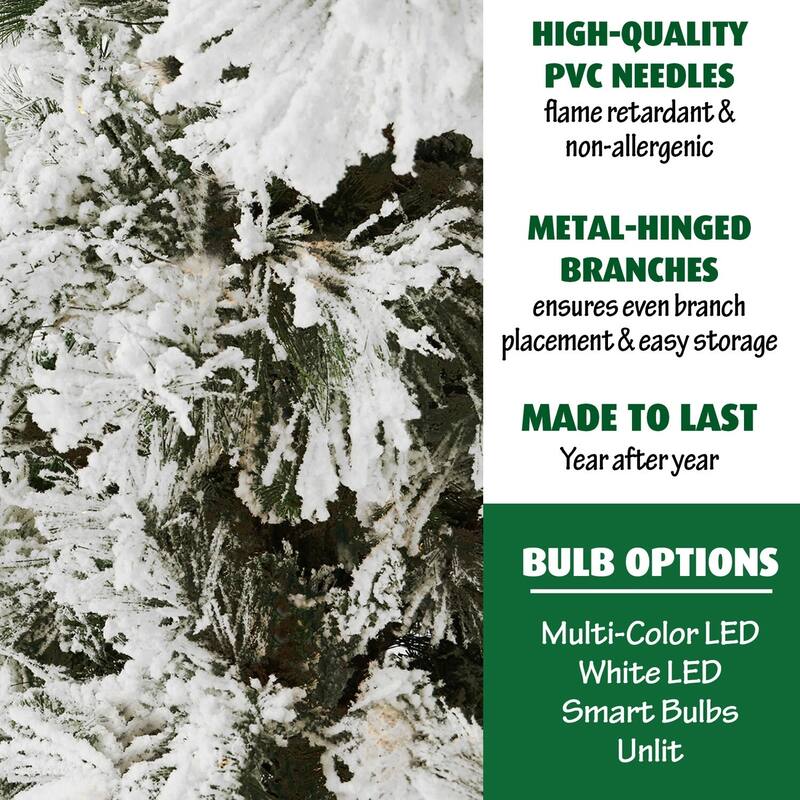 Fraser Hill Farm 12-foot Flocked Snowy Pine Christmas Tree