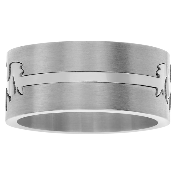 Stainless Steel Black 2 Color Tribal Dragon Comfort Fit Flat Band Ring