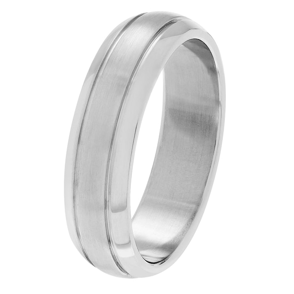 Jewel Tie 925 Sterling Silver 7mm Satin Finish Wedding Band