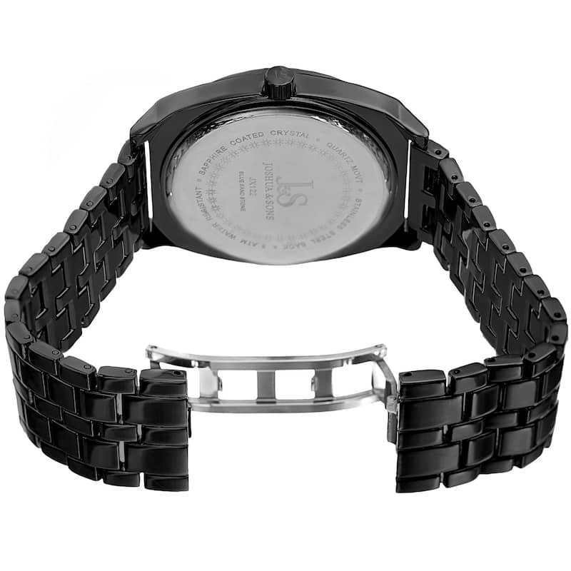 Joshua & Sons Men's Quartz Easy-to-Read Black Bracelet Watch