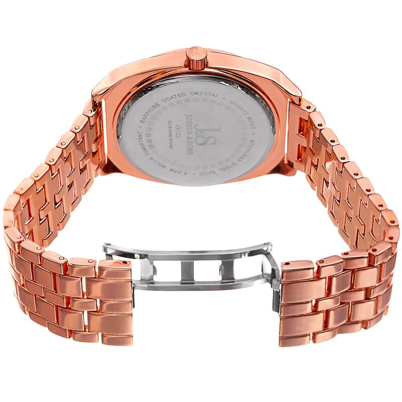 Joshua & Sons Men's Quartz Easy-to-Read Rose-Tone Bracelet Watch