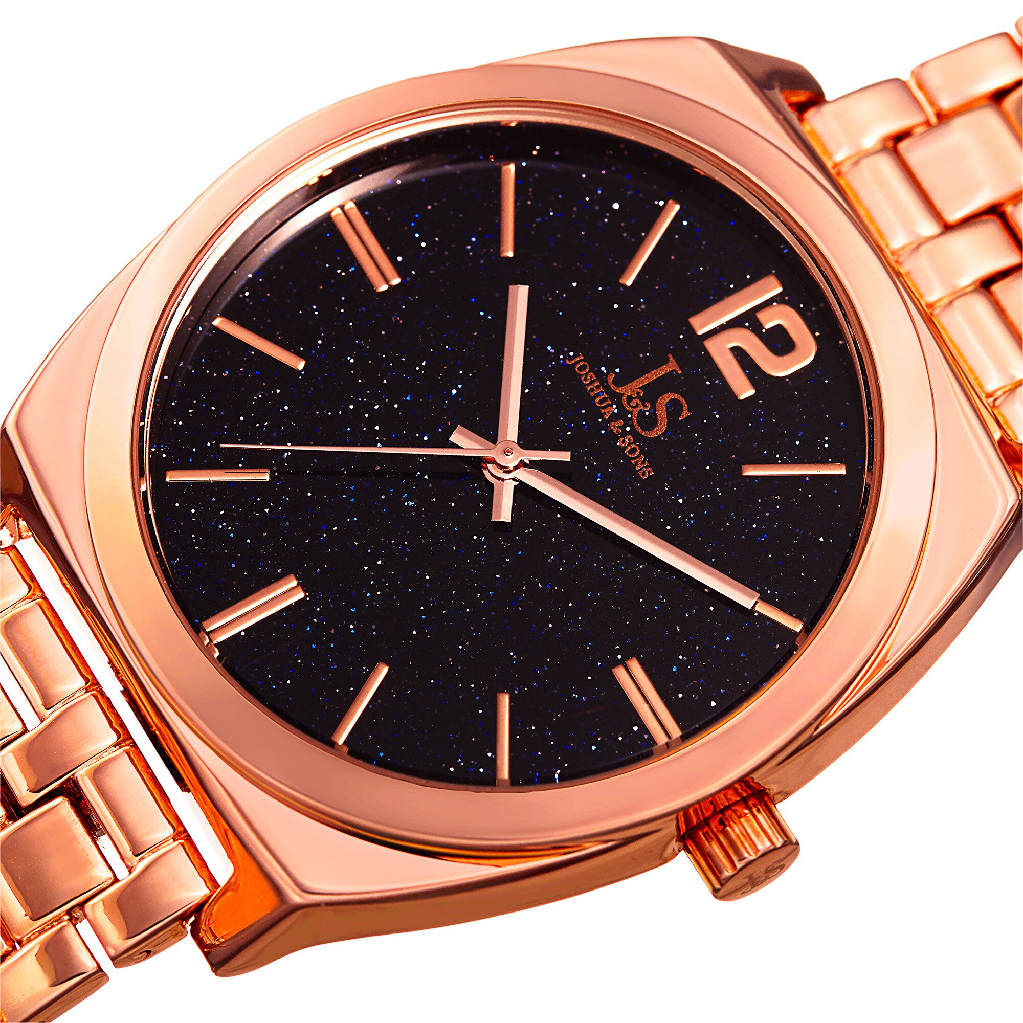 Joshua & Sons Men's Quartz Easy-to-Read Rose-Tone Bracelet Watch