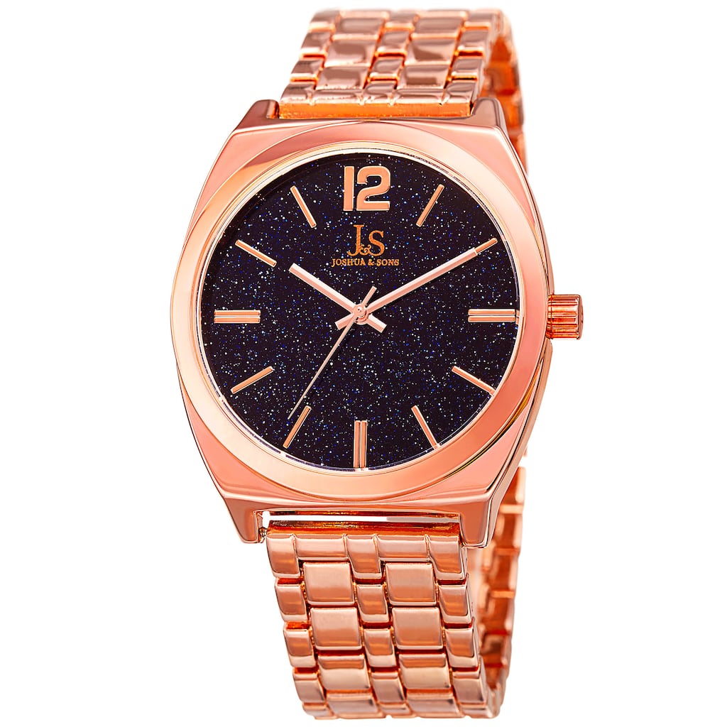Joshua & Sons Men's Quartz Easy-to-Read Rose-Tone Bracelet Watch