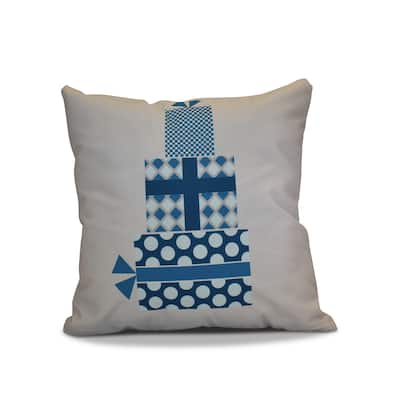 18 x 18-inch, Gift Wrapped, Geometric Holiday Print Pillow