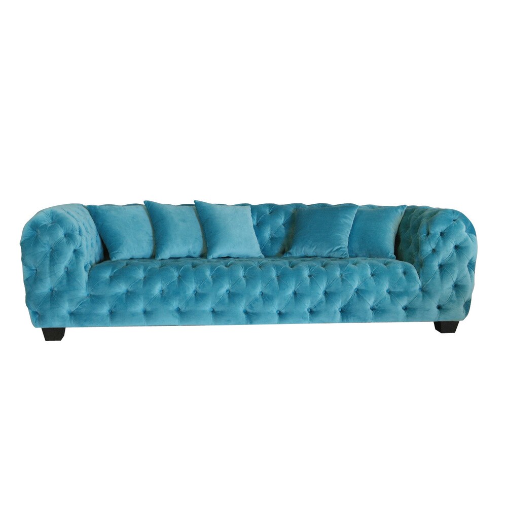 Pasargad Homepasargad Home Casa Milano Collection Blue Cotton Velvet Button Tufted Sofa Turquoise Dailymail