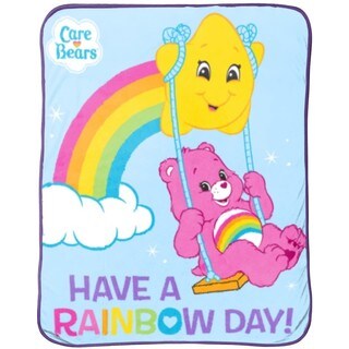 blue care bear with rainbow
