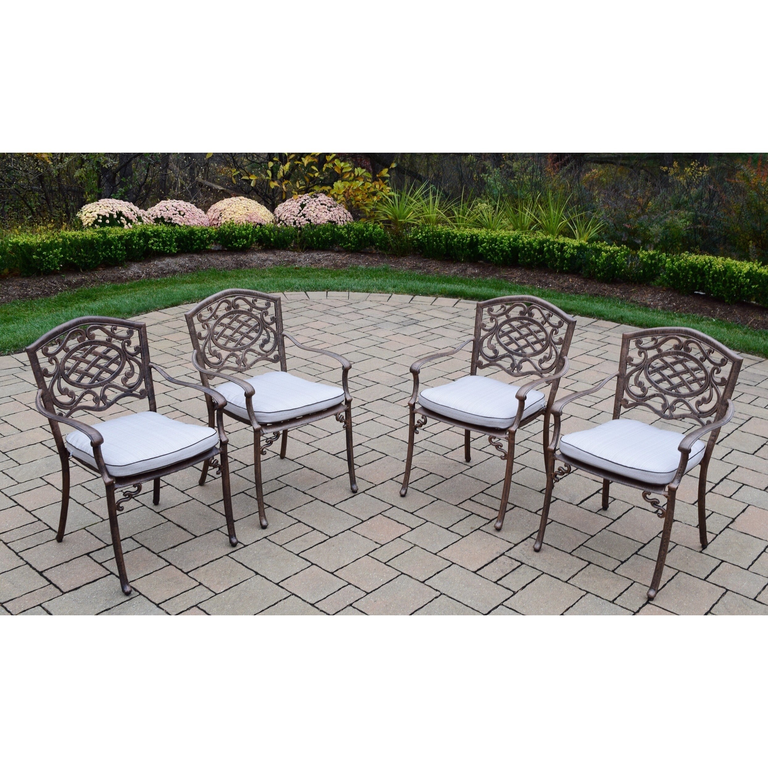 dakota cast aluminum welded stackable chairs with cushions set of 4