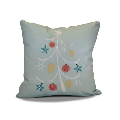 18 x 18-inch, Pinecone Tree, Geometric Holiday Print Outdoor Pillow