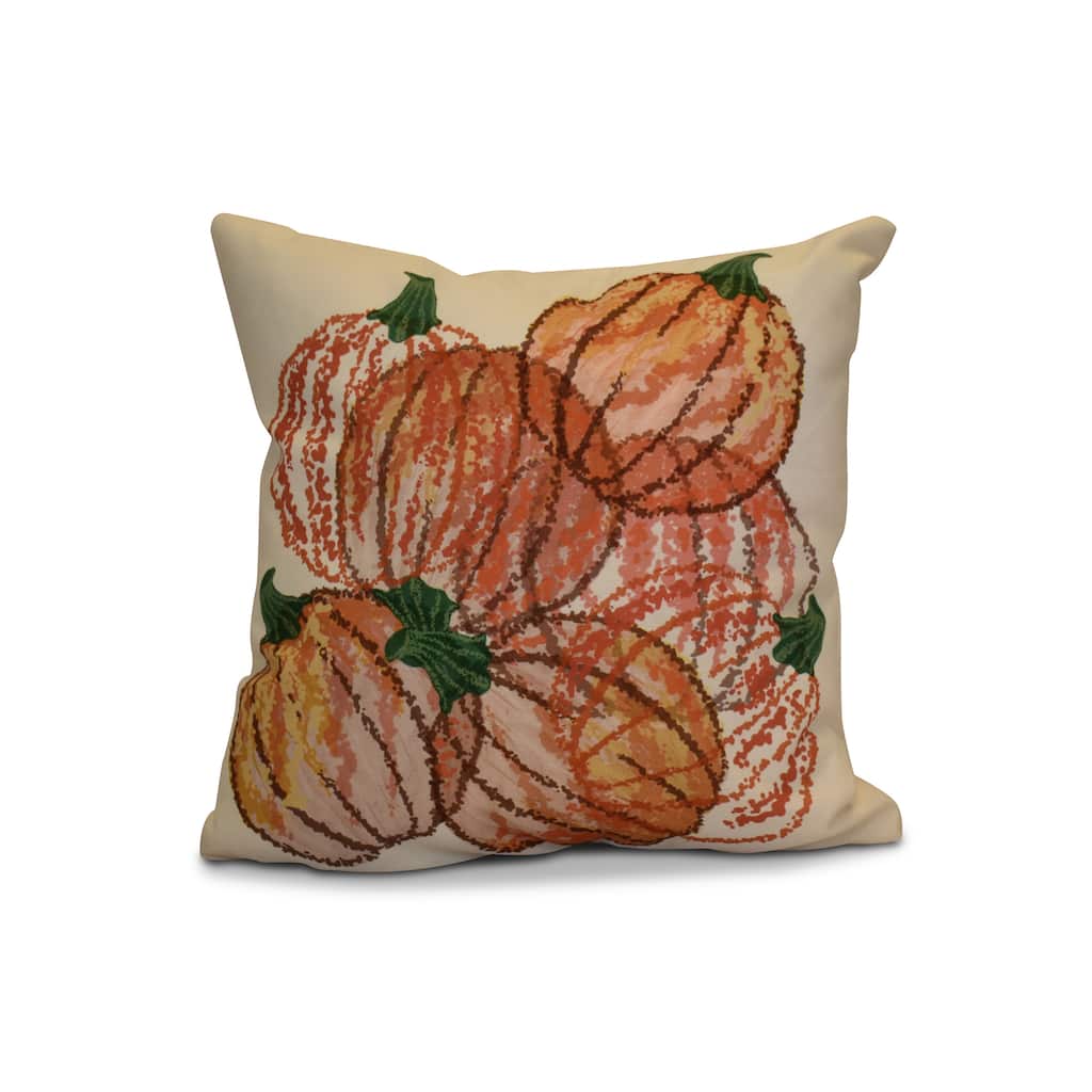 18 x 18-inch, Fall Pumpkin Pile, Fall Decorative Accent Outdoor Pillow