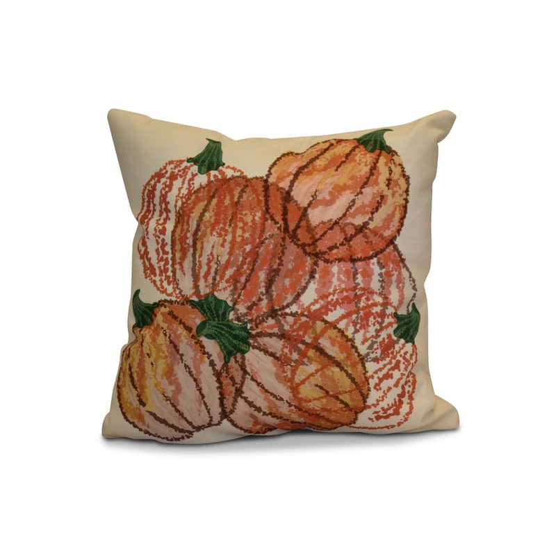 18 x 18-inch, Fall Pumpkin Pile, Fall Decorative Accent Outdoor Pillow