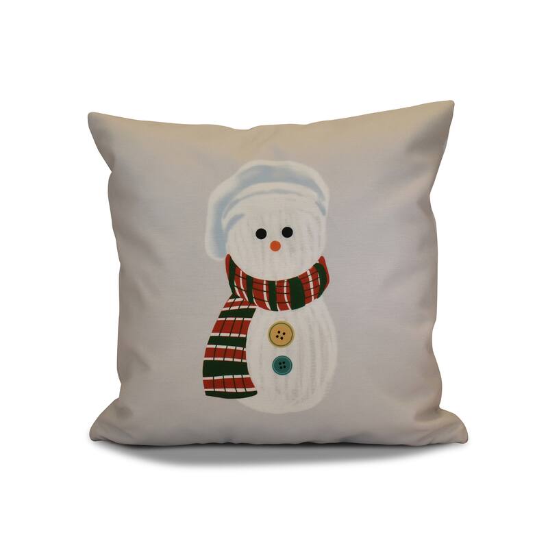18 x 18-inch, Sock Snowman, Geometric Holiday Print Outdoor Pillow - Grey