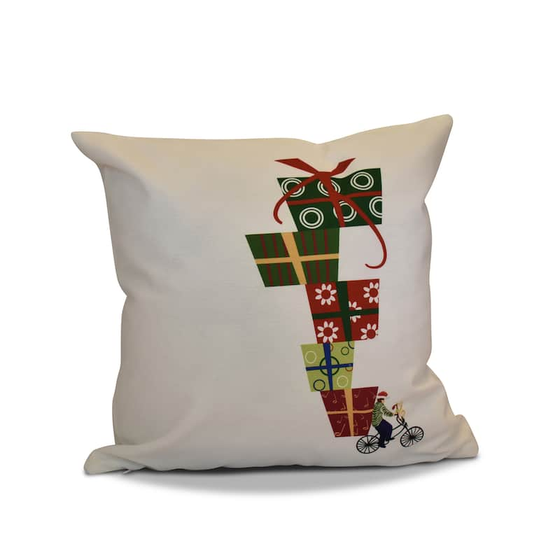 18 x 18-inch, Special Delivery, Geometric Holiday Print Outdoor Pillow