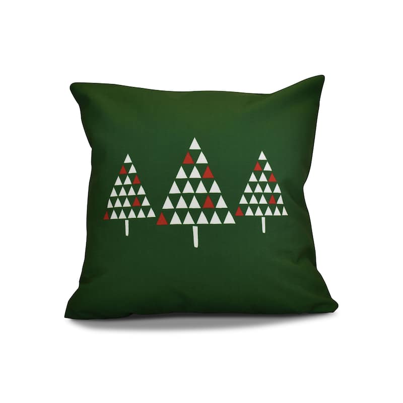 18 x 18-inch, Trio of Trees, Geometric Holiday Print Outdoor Pillow