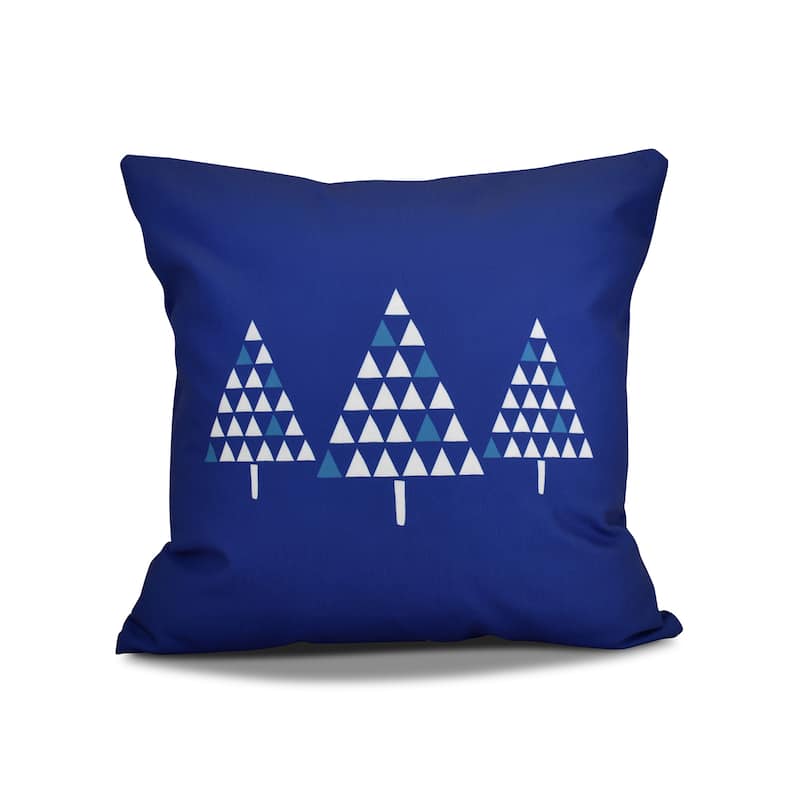 18 x 18-inch, Trio of Trees, Geometric Holiday Print Outdoor Pillow