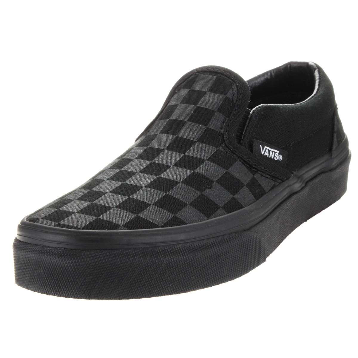 black slip on vans checkerboard