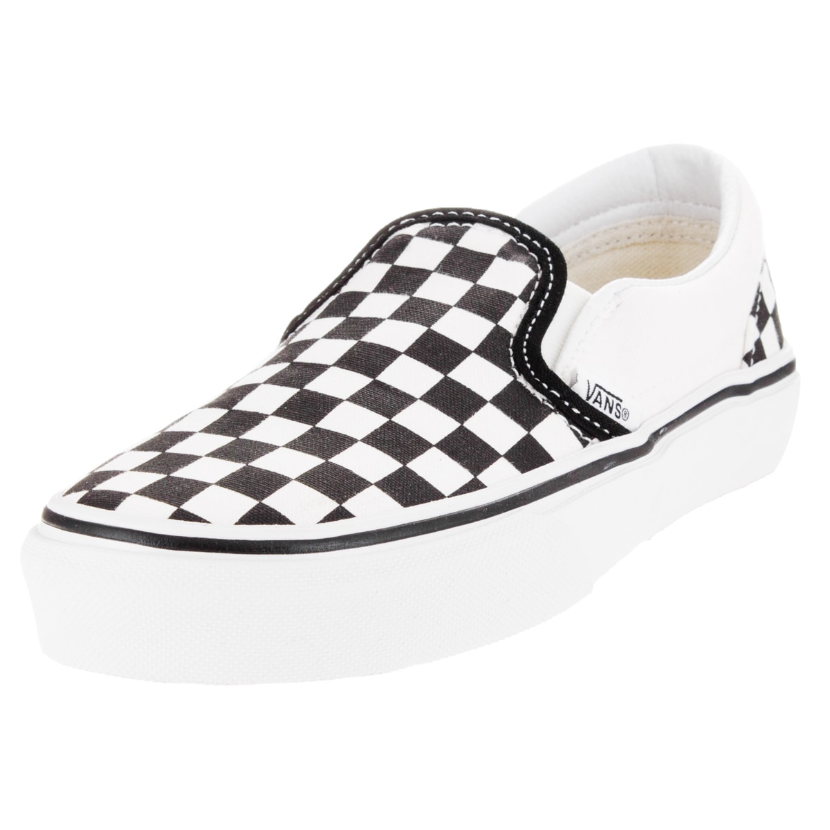 checkerboard vans black and true white