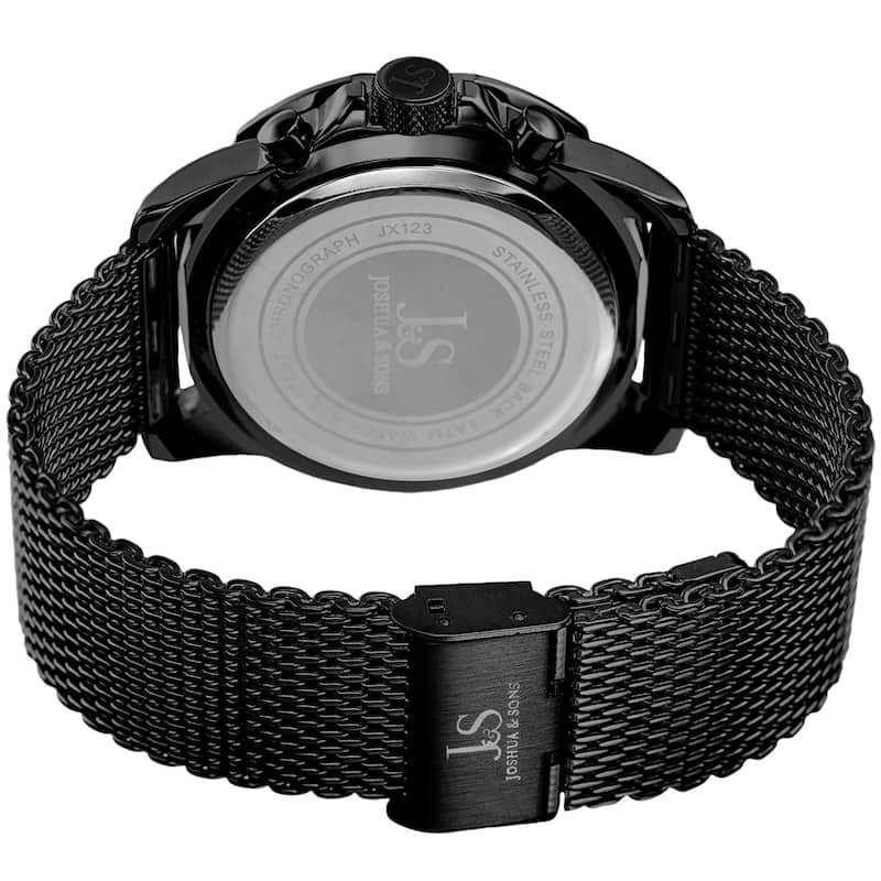 Joshua & Sons Men's Swiss Quartz Chronograph Black Stainless Steel Bracelet Watch