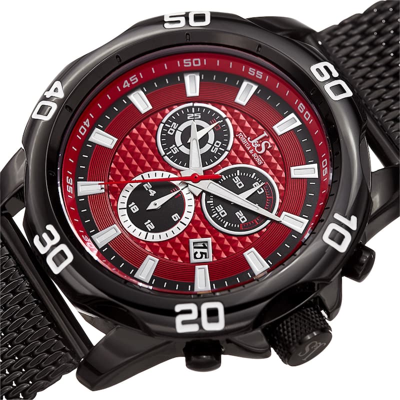 Joshua & Sons Men's Swiss Quartz Chronograph Black Stainless Steel Bracelet Watch