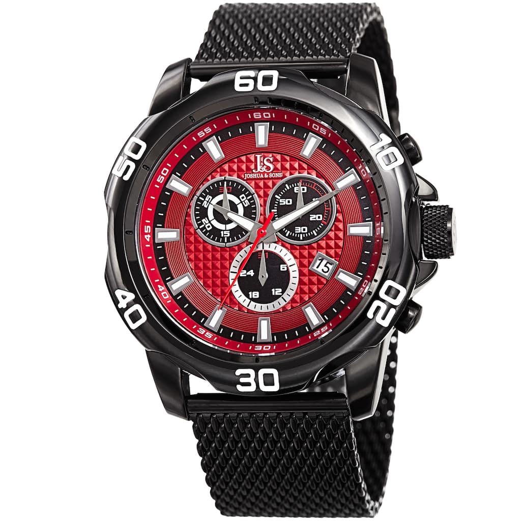 Joshua & Sons Men's Swiss Quartz Chronograph Black Stainless Steel Bracelet Watch