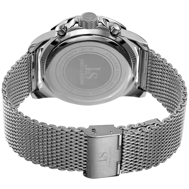 Joshua & Sons Men's Swiss Quartz Chronograph Silver-Tone/Black Stainless Steel Bracelet Watch