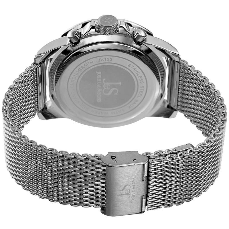 Joshua & Sons Men's Swiss Quartz Chronograph Silver-Tone/Blue Stainless Steel Bracelet Watch