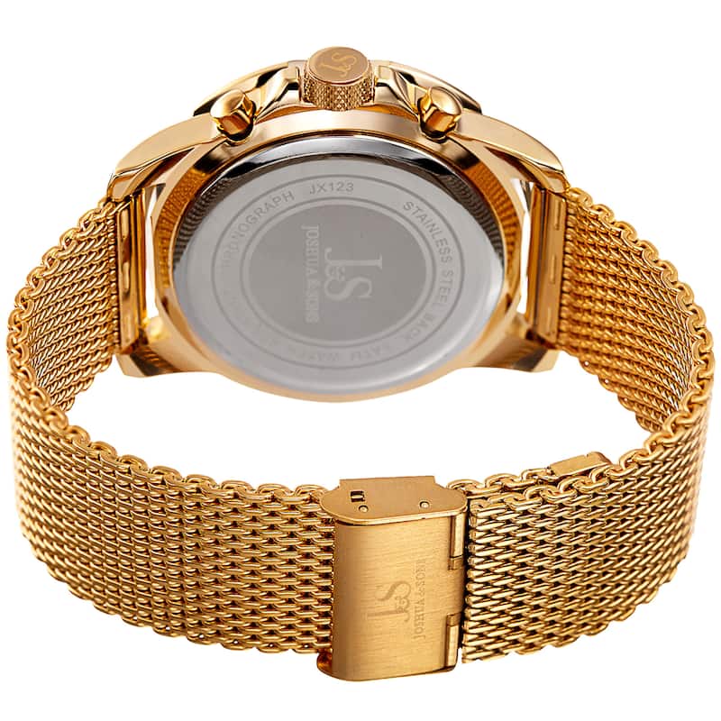 Joshua & Sons Men's Swiss Quartz Chronograph Gold-Tone Stainless Steel Bracelet Watch