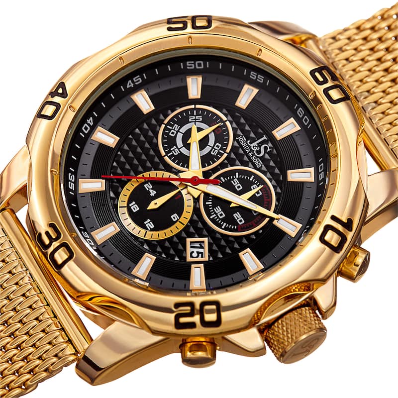 Joshua & Sons Men's Swiss Quartz Chronograph Gold-Tone Stainless Steel Bracelet Watch