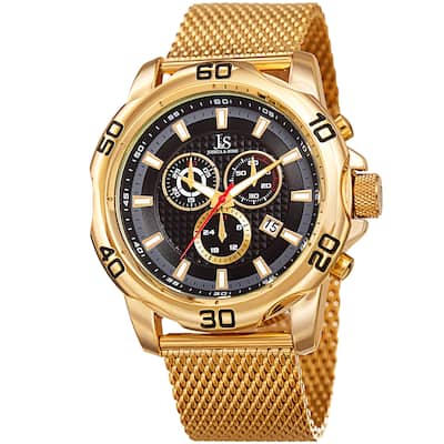 Joshua & Sons Men's Swiss Quartz Chronograph Gold-Tone Stainless Steel Bracelet Watch